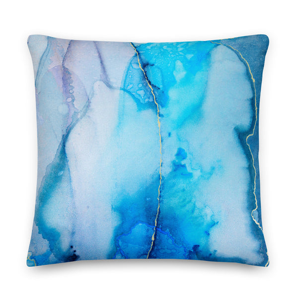Premium Pillow -Beautiful Marble 3 Ocean Blue