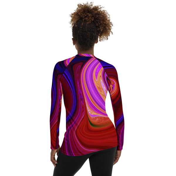 Women's Long Sleeve All-Over Print Shirt "Red Agate"