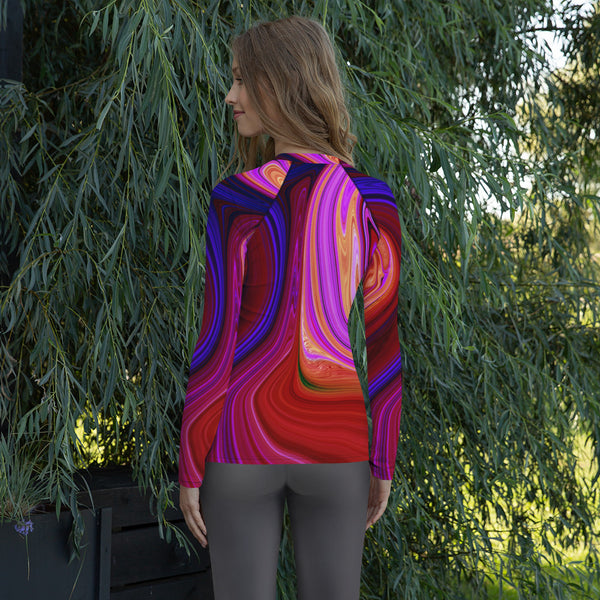 Women's Long Sleeve All-Over Print Shirt "Red Agate"