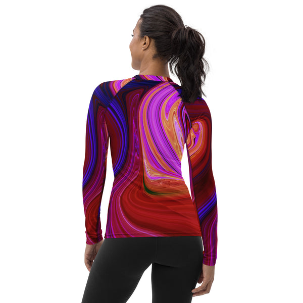 Women's Long Sleeve All-Over Print Shirt "Red Agate"