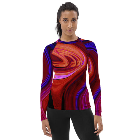 Women's Long Sleeve All-Over Print Shirt "Red Agate"