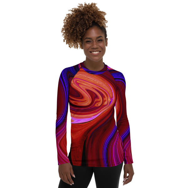 Women's Long Sleeve All-Over Print Shirt "Red Agate"