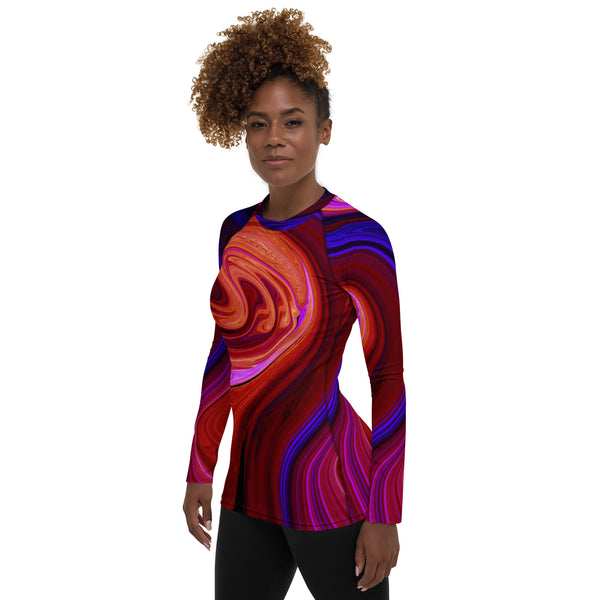 Women's Long Sleeve All-Over Print Shirt "Red Agate"