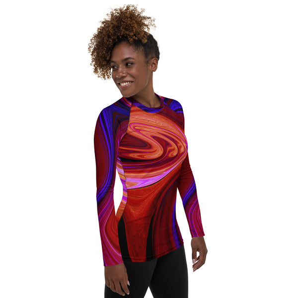 Women's Long Sleeve All-Over Print Shirt "Red Agate"