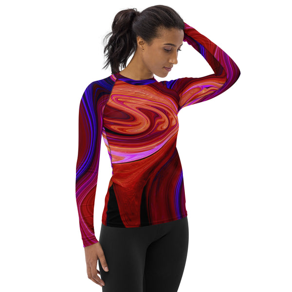 Women's Long Sleeve All-Over Print Shirt "Red Agate"